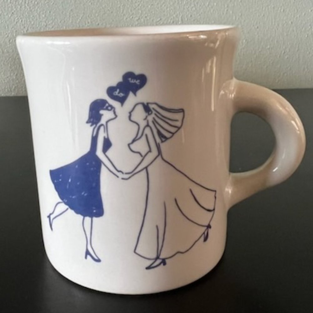 Vintage Fishs Eddy We Do Lesbian Wedding Mug Jason Oranzo Y2K Coffee Cup